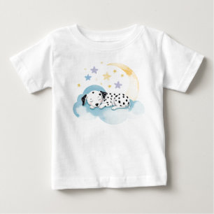 Camiseta Para Bebê Cachorro Dalmácia na lua -