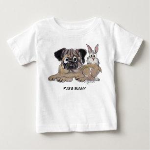 Camiseta Para Bebê Cachorro de Cartoon Coelhinho