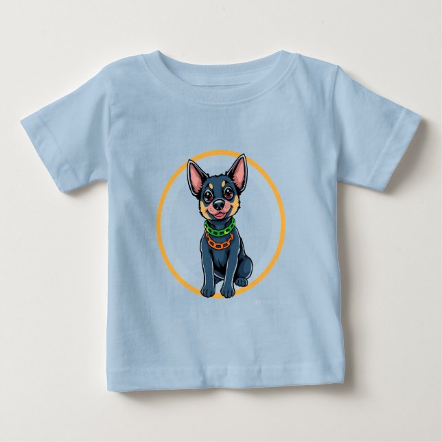 Camiseta Para Bebê Cachorro de Desenho Adorável (Frente)