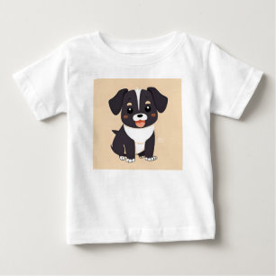 Camiseta Para Bebê Cachorro de Desenho Animado Fofo com Expressão Ado