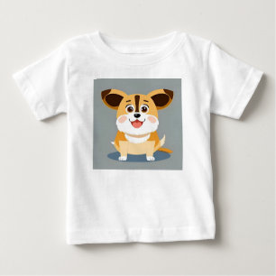 Camiseta Para Bebê Cachorro de Desenho Animado Fofo com Expressão Ado