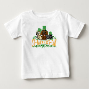 Camiseta Para Bebê Cachorro De Dia de São Patrício Bonito Leprechau