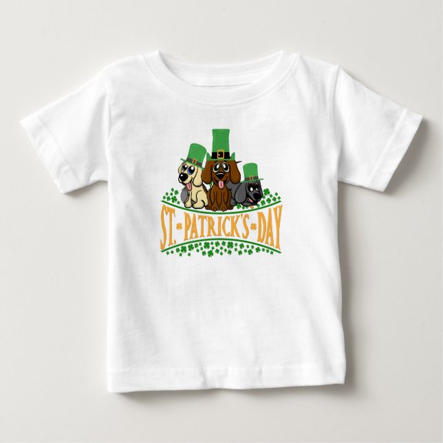 Camiseta Para Bebê Cachorro De Dia de São Patrício Bonito Leprechaun  (Frente)
