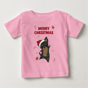 Camiseta Para Bebê Cachorro de Natal Chiwawa Cachorros de inverno Cac