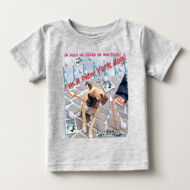 Camiseta Para Bebê Cachorro de Nova Iorque (Frente)