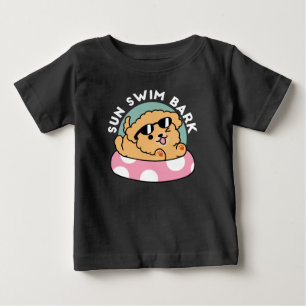 Camiseta Para Bebê Cachorro de verão - Cachorro flutuante com óculos