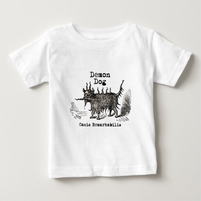 Camiseta Para Bebê Cachorro Demônio Vintage Engraçado (Frente)