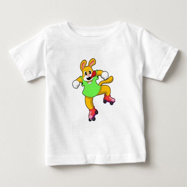Camiseta Para Bebê Cachorro em Linha com Skates em Linha (Frente)