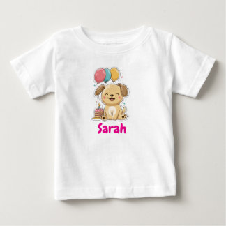 Camiseta Para Bebê Cachorro Feliz, Menina, Vamos Fazer uma Festa, 1º