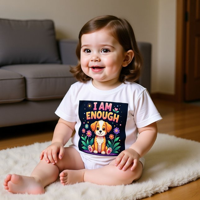 Camiseta Para Bebê Cachorro Fofo em um Jardim (Criador carregado)