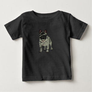 Camiseta Para Bebê Cachorro-Grande Francês Mummy Halloween Figurume