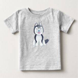 Camiseta Para Bebê Cachorro Husky Bebê Pet Fofo