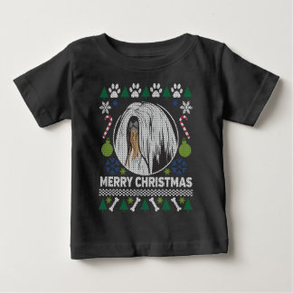 Camiseta Para Bebê Cachorro Lhasa Apso Raça Feia De Natal