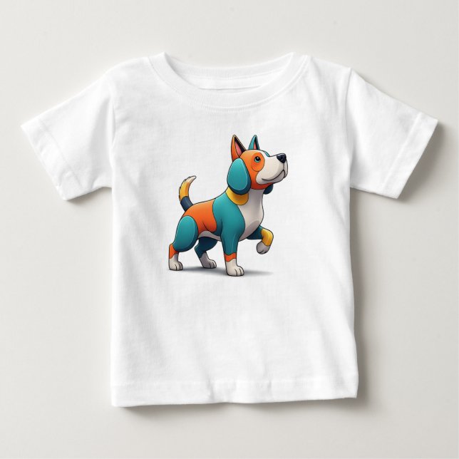 Camiseta Para Bebê cachorro multi cor (Frente)