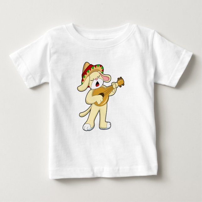 Camiseta Para Bebê Cachorro na Música com Violão (Frente)