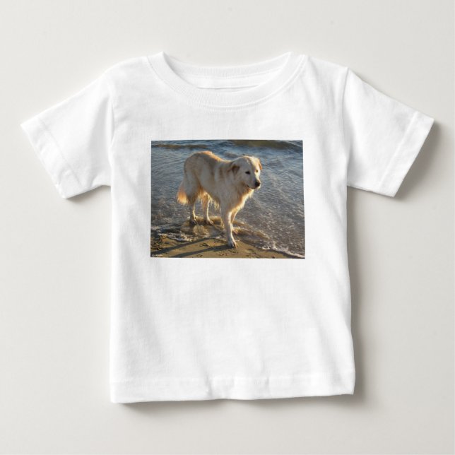 Camiseta Para Bebê Cachorro Na Praia (Frente)