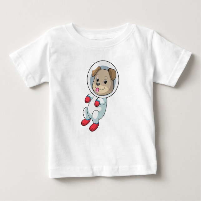 Camiseta Para Bebê Cachorro no espaço em naipe (Frente)