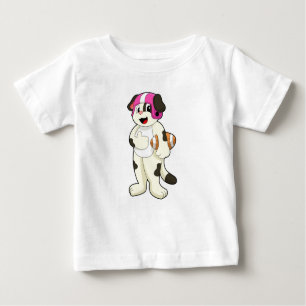 Camiseta Para Bebê Cachorro no Futebol