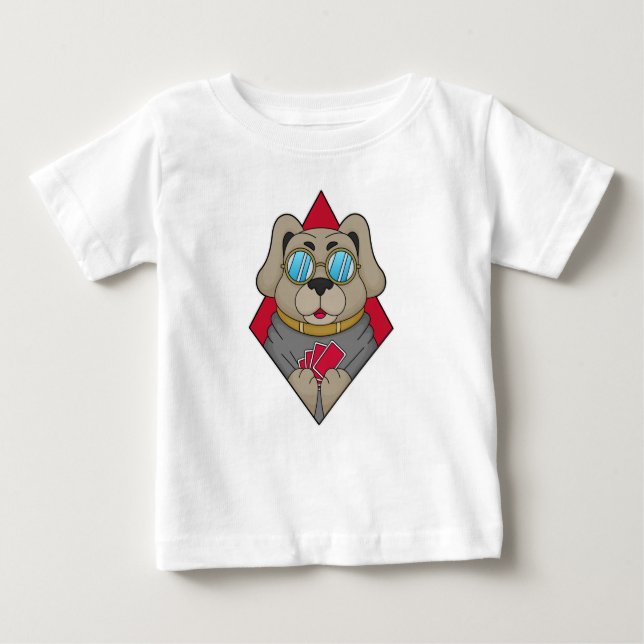 Camiseta Para Bebê Cachorro no Poker com cartões Poker (Frente)