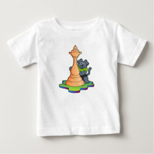 Camiseta Para Bebê Cachorro no xadrez com peça de xadrez Rainha