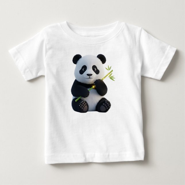 Camiseta Para Bebê Cachorro Panda 3D Fofo com Bambu Luminoso (Frente)