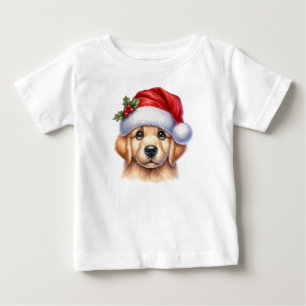 Camiseta Para Bebê Cachorro para Retriever ouro com Estilo Papai Noel