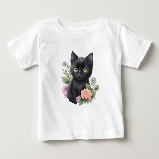Camiseta Para Bebê Cachorro Preto Cachoroso (Frente)