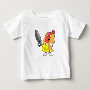Camiseta Para Bebê Cachorro quente como cabeceira com tesoura