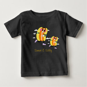 Camiseta Para Bebê Cachorro-Quente Engraçado de Patins – Patins de Ro