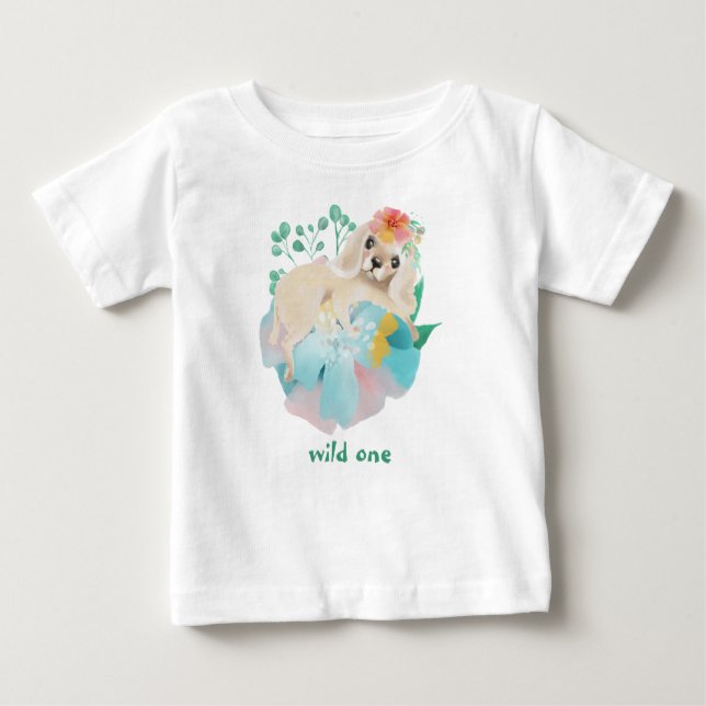 Camiseta Para Bebê Cachorro Selvagem Um Bebê Primeiro Aniversário (Frente)