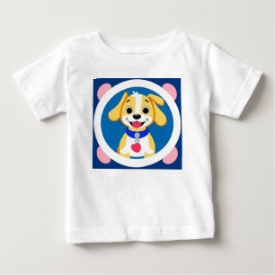 Camiseta Para Bebê Cachorro Sorridente Ilustrado Com Coleira
