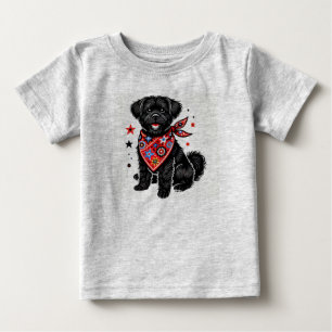 Camiseta Para Bebê Cachorro Vestindo um Lenço Vermelho com Padrões Es