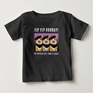 Camiseta Para Bebê Cachorros Corgi Elegantes e Fofos Yip Yip Hurra An