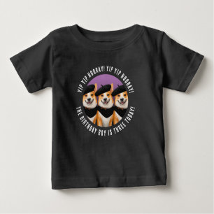 Camiseta Para Bebê Cachorros de Corgi Chic Cachorros Yip Yip Hooray P