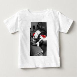 Camiseta Para Bebê cachorros pitbull filhotes de natal sonolentos ado