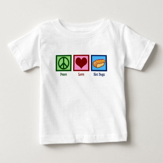 Camiseta Para Bebê Cachorros Quentes de Paz e Amor (Frente)