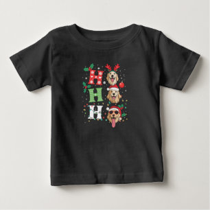 Camiseta Para Bebê Cachorros Retrievers Golden Natal Ho Ho Ho