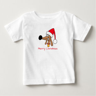 Camiseta Para Bebê Cachshund Dachshund de Natal Festivo