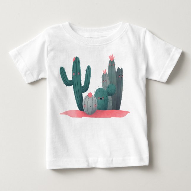 Camiseta Para Bebê cacto fofo (Frente)