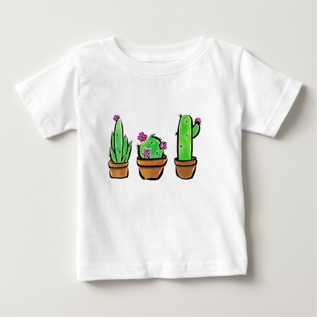 Camiseta Para Bebê Cactus cactos succultos (Frente)