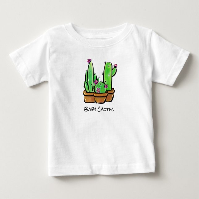 Camiseta Para Bebê Cactus cactos, um bebê bonito, suculenta uma flora (Frente)