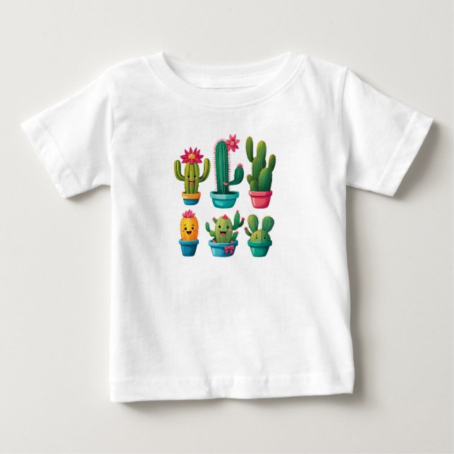 Camiseta Para Bebê Cactus Cute (Frente)