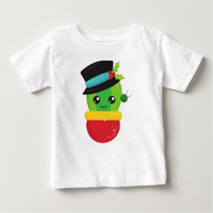 Camiseta Para Bebê Cactus de Natal, Cactus Bonitos, Chapéu, Mistura