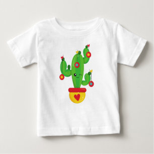 Camiseta Para Bebê Cactus de Natal, Cactus Bonitos, Enfeites de natal