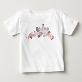 Camiseta Para Bebê Cactus Pink Mint Succults Desertam Plantas Motif