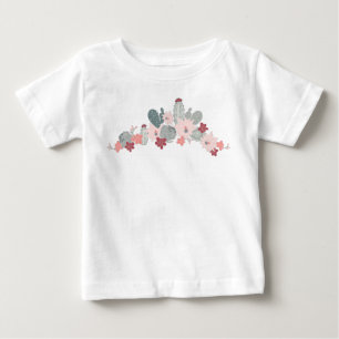 Camiseta Para Bebê Cactus Pink Mint Succults Deserto Plantas Motif