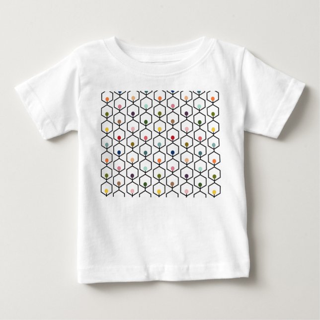 Camiseta Para Bebê Cadeias de Hexágono (Frente)