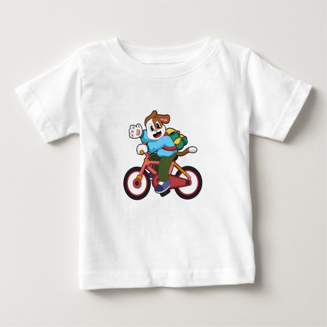 Camiseta Para Bebê Cães com Bicicleta (Frente)
