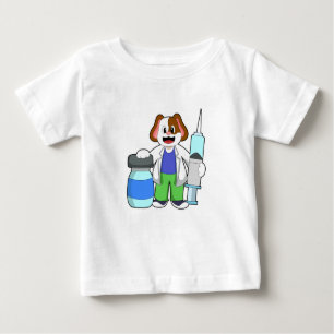 Camiseta Para Bebê Cães como Médico com Seringa