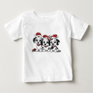 Camiseta Para Bebê Cães Dalmacianos de Natal